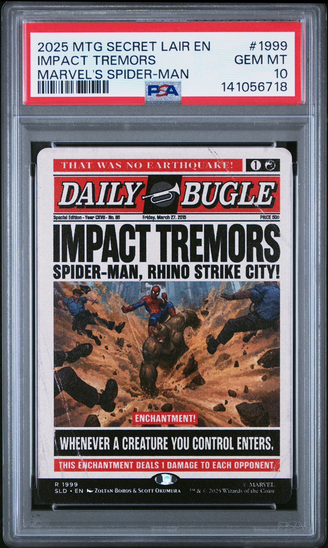 2025 MTG MAGIC THE GATHERING SECRET LAIR DROP MARVEL'S SPIDER-MAN #1999 Impact Tremors front