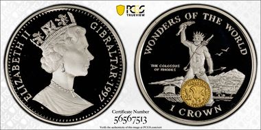 1997-PM Crown The Colossus of Rhodes Wonders of the World PR69DCAM
