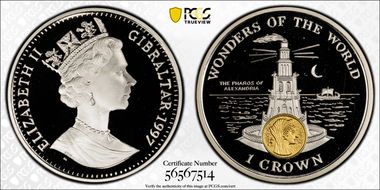1997-PM Crown Pharos of Alexandria Wonders of the World PR69DCAM