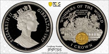 1997-PM Crown Hanging Gardens of Babylon Wonders of the World PR69DCAM