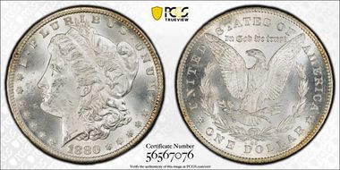 1880-CC $1 8/7 Reverse of 1878 MS64