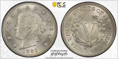 1883 5C No CENTS MS64