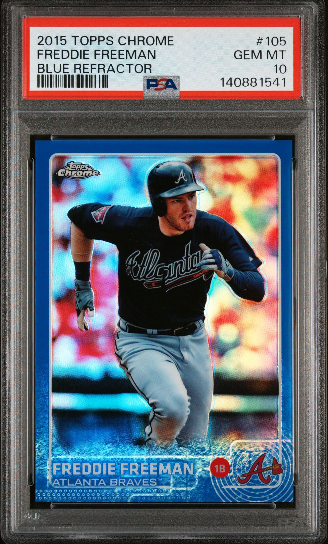 2015 Topps TOPPS CHROME Blue Refractor #105 Freddie Freeman front