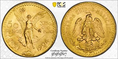 1924 50 Peso KM-481  Au MS64