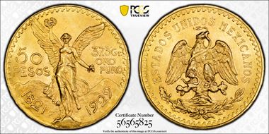 1929 50 Peso KM-481  Au MS65