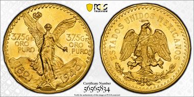 1943 (50 P) KM-482  Au MS64