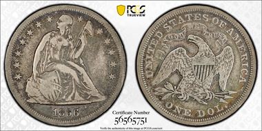 1866 $1 Motto F15