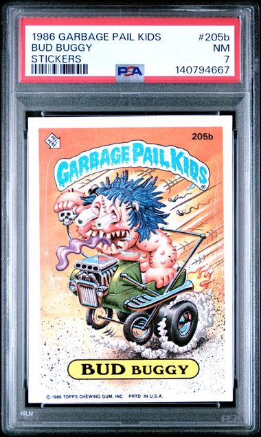 1986 Topps Garbage Pail Kids STICKERS #205B Bud Buggy front