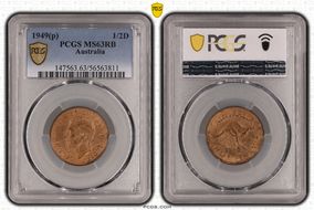 1949(p) 1/2D MS63RB