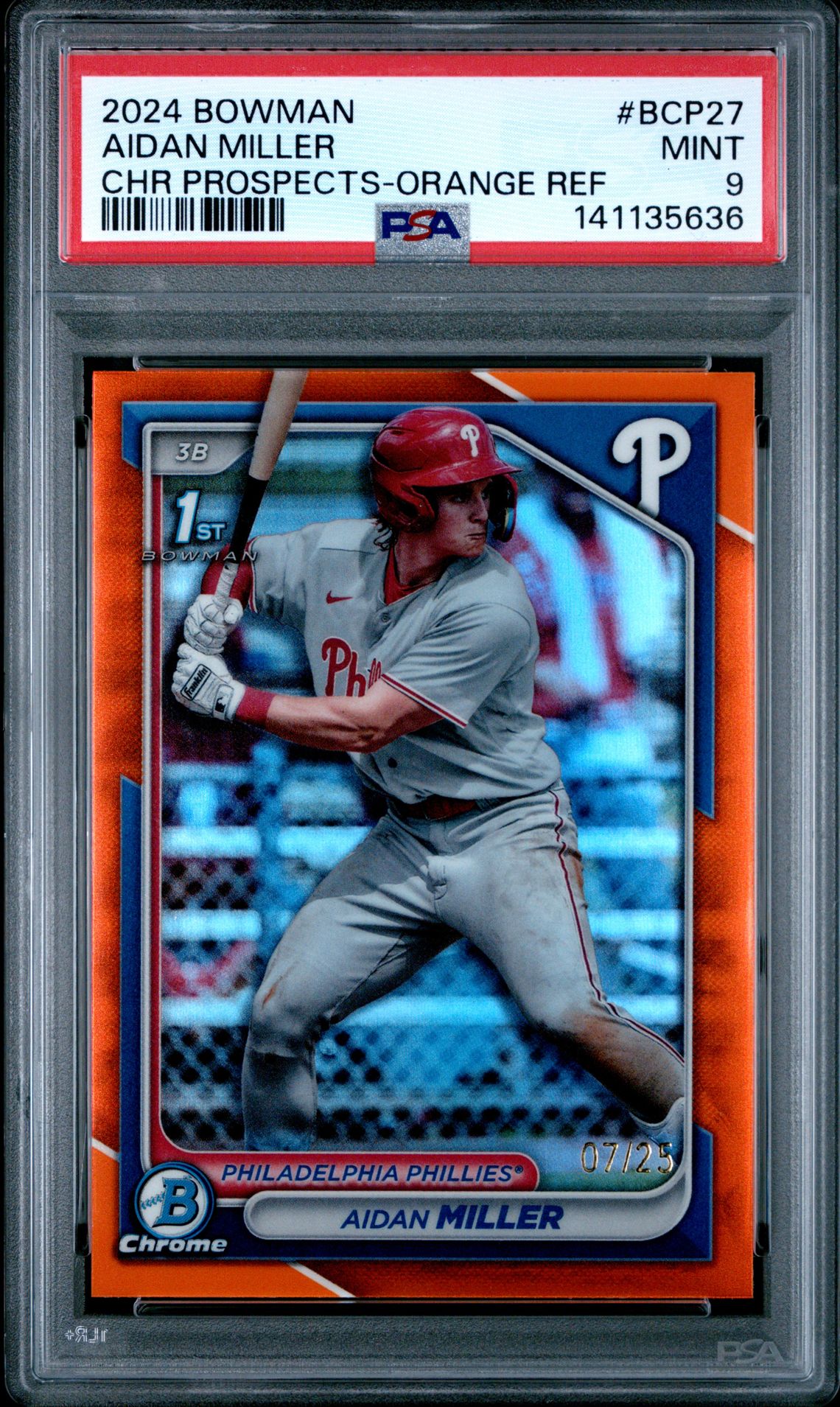 2024 Bowman BOWMAN CHROME PROSPECTS CHR PROSPECTS-ORANGE REF #BCP27 Aidan Miller front