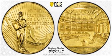 (1957) Medal Grove-698 Constitution Au MS66
