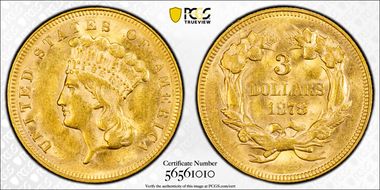 1878 $3 AU58