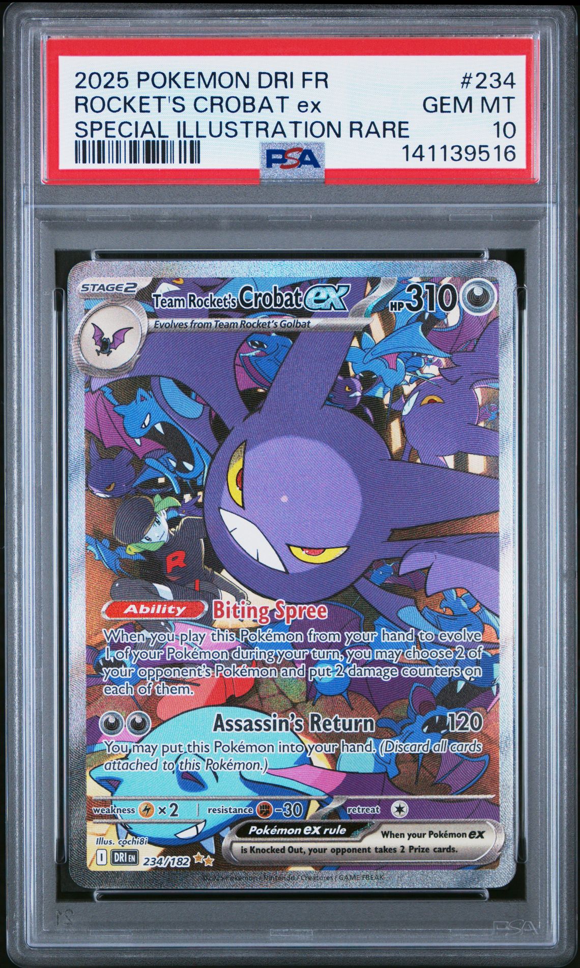 2025 Pokemon POKEMON FRENCH DRI FR-DESTINED RIVALS SPECIAL ILLUSTRATION RARE #234 Rocket's Crobat EX front