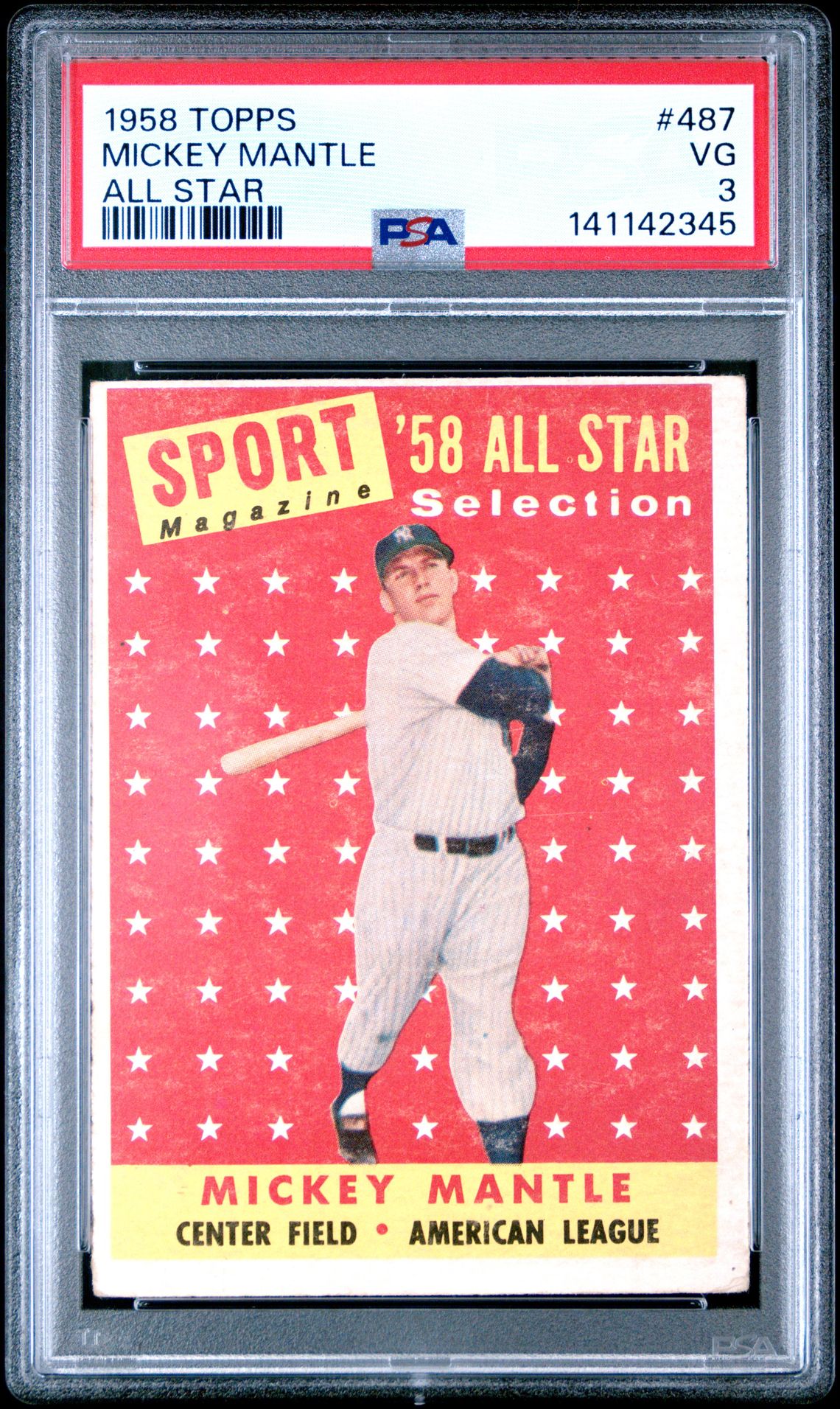 1958 Topps #487 Mickey Mantle front