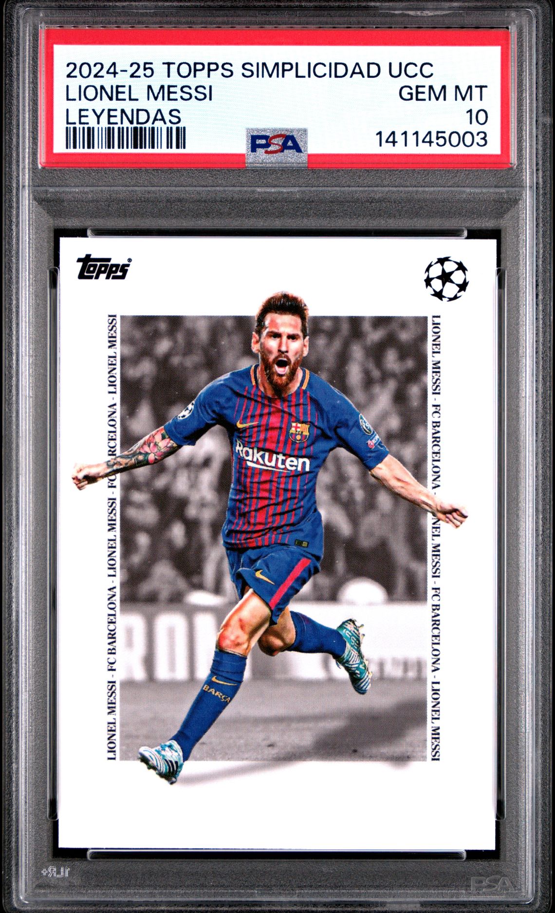 2024-25 Topps TOPPS SIMPLICIDAD UEFA CLUB COMPETITIONS LEYENDAS Lionel Messi front