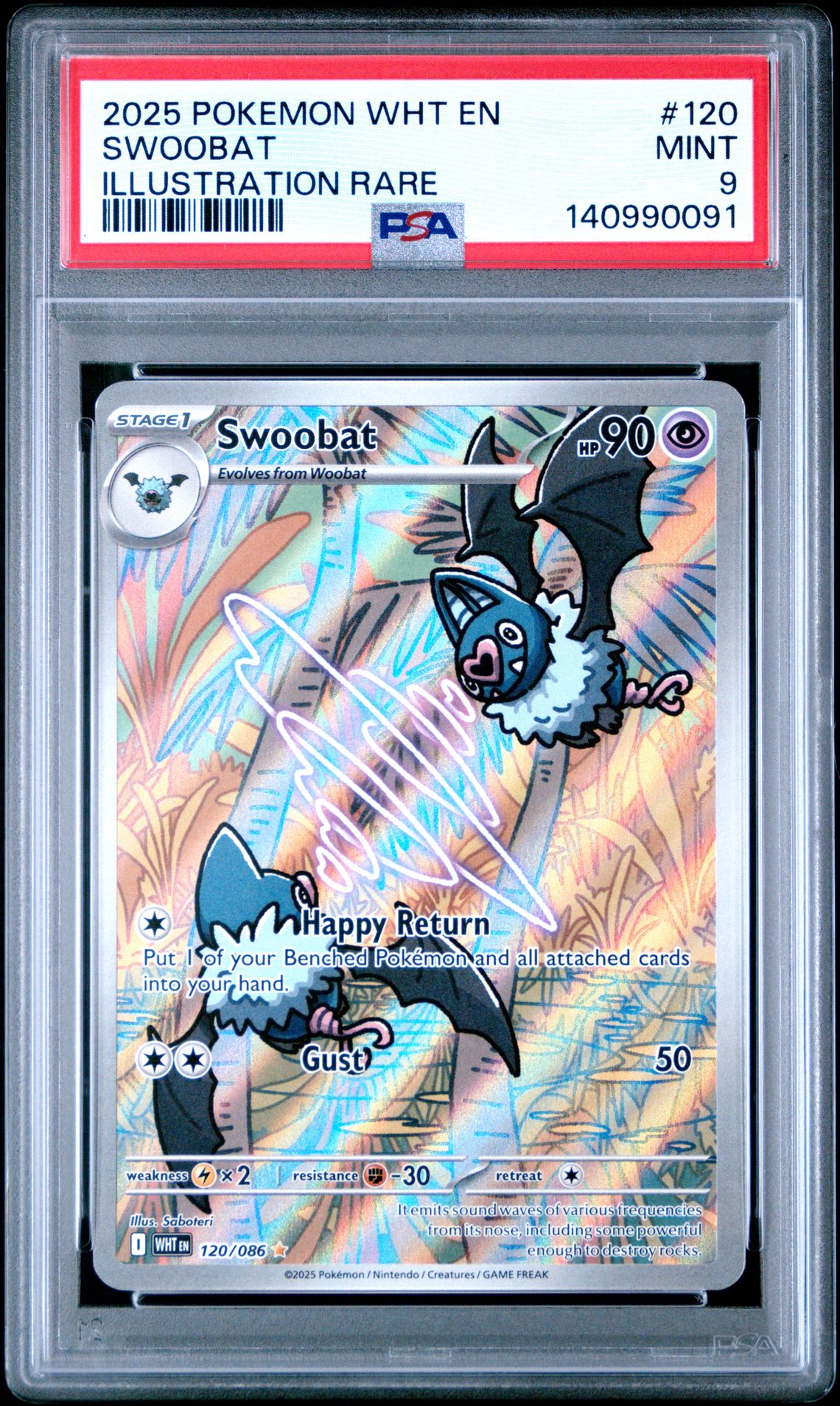 2025 Pokemon POKEMON WHT EN-WHITE FLARE ILLUSTRATION RARE #120 Swoobat front