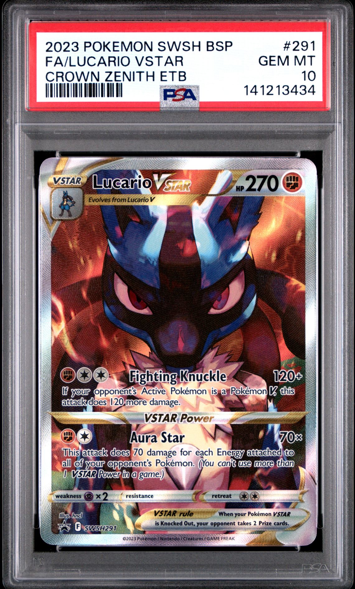 2023 Pokemon POKEMON SWSH BLACK STAR PROMO CROWN ZENITH ETB #291 Fa/Lucario Vstar front