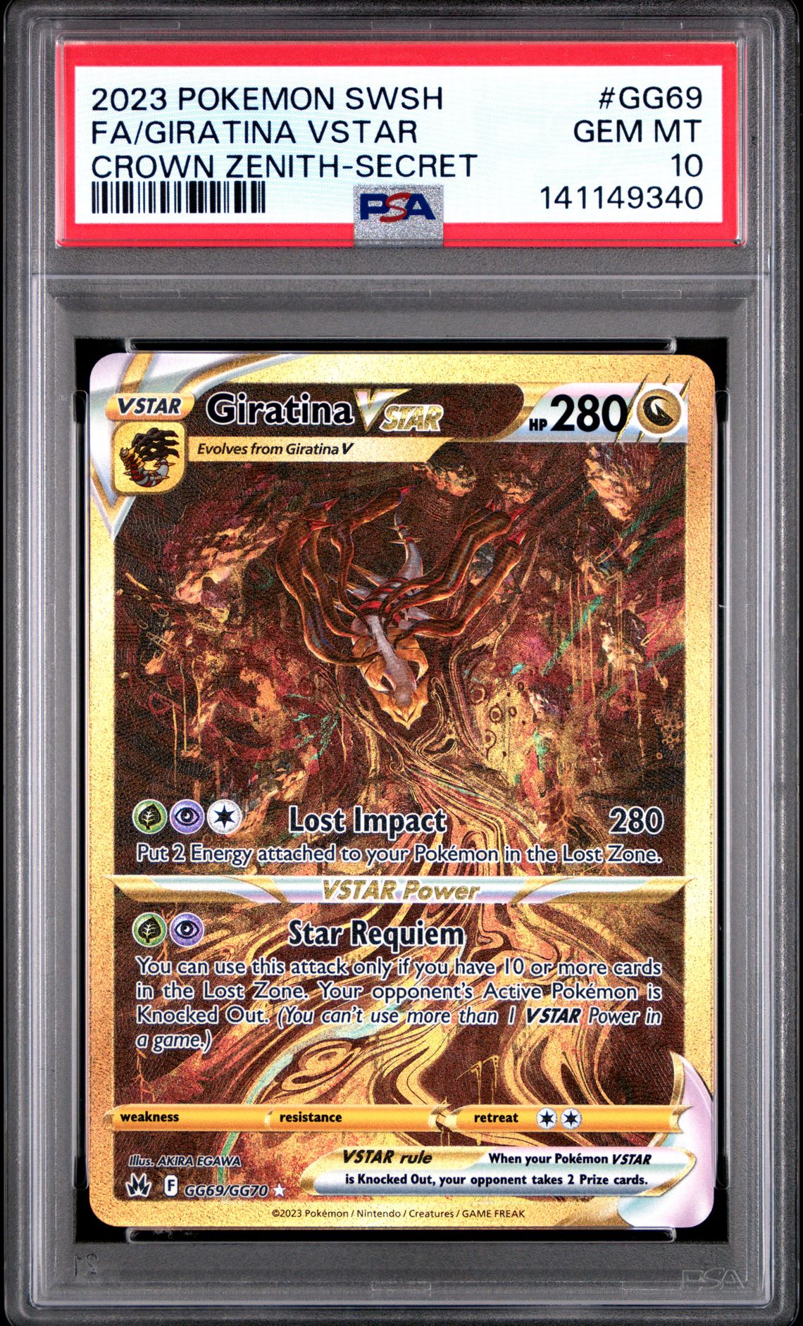 2023 Pokemon POKEMON SWORD AND SHIELD CROWN ZENITH SECRET #GG69 Fa/Giratina Vstar front