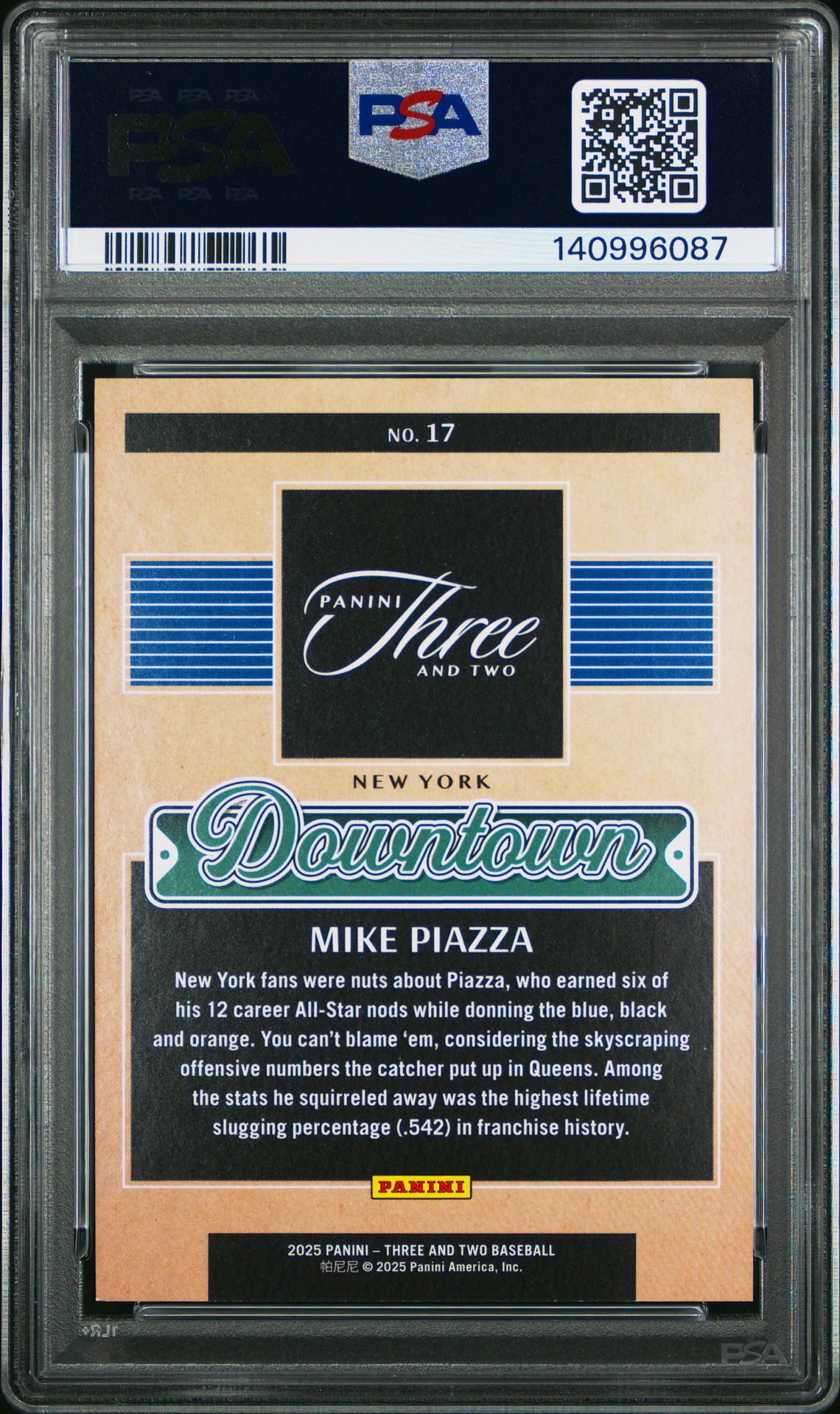 2025 Panini Three And Two Downtown Mike Piazza #17 Mint 9 back
