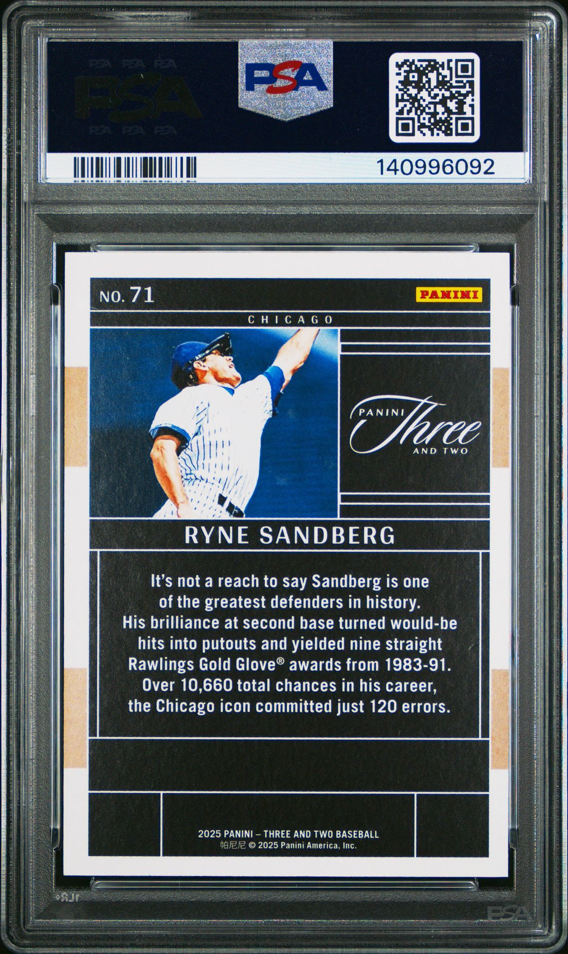 2025 Panini Three And Two Ryne Sandberg #71 (Full Count) Mint 9 back