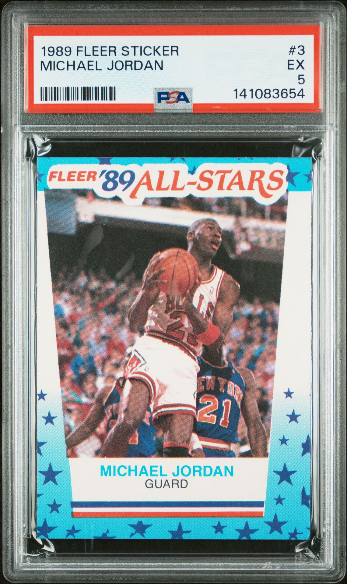 1989 Fleer Sticker Michael Jordan #3 Ex 5 front