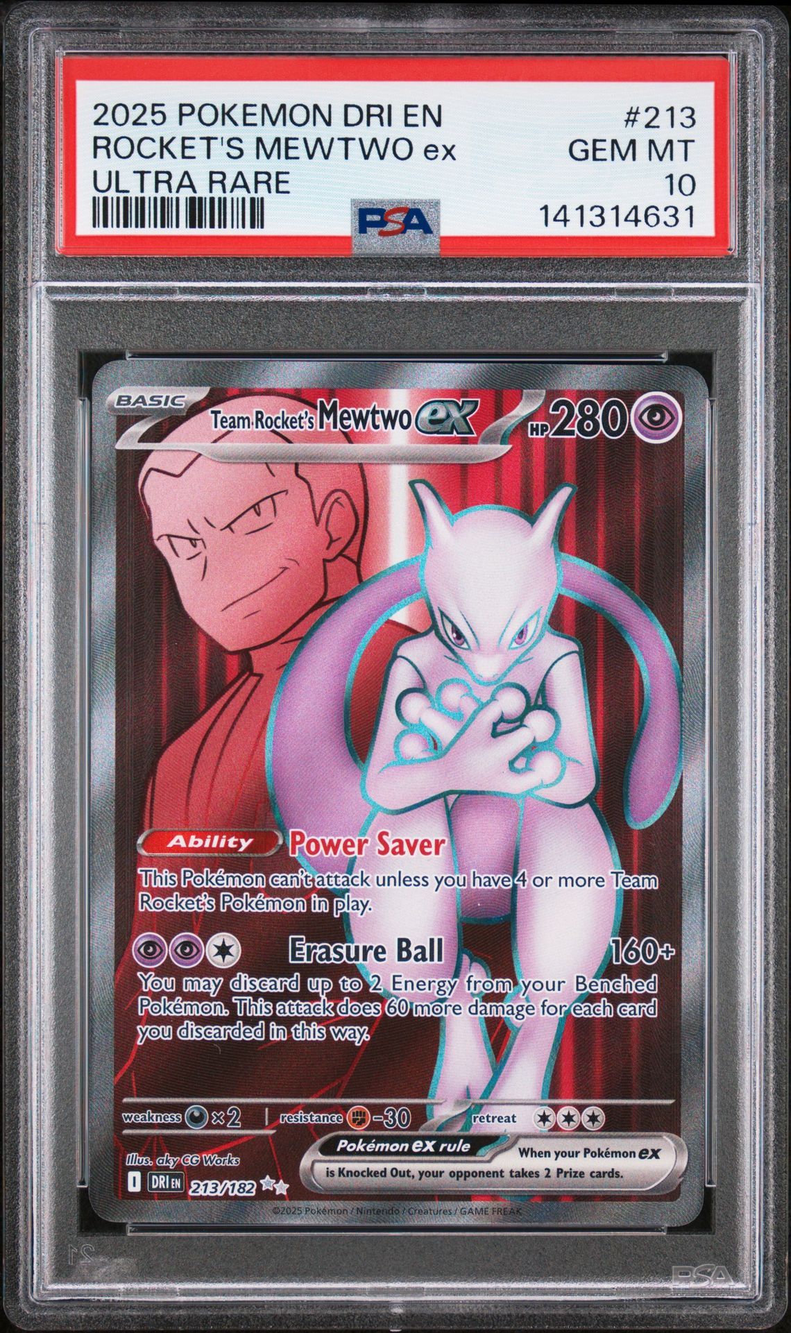 2025 Pokemon POKEMON DRI EN-DESTINED RIVALS ULTRA RARE #213 Rocket's Mewtwo EX front