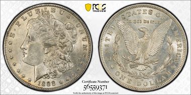 1888-O $1 VAM 21, Oval O AU58