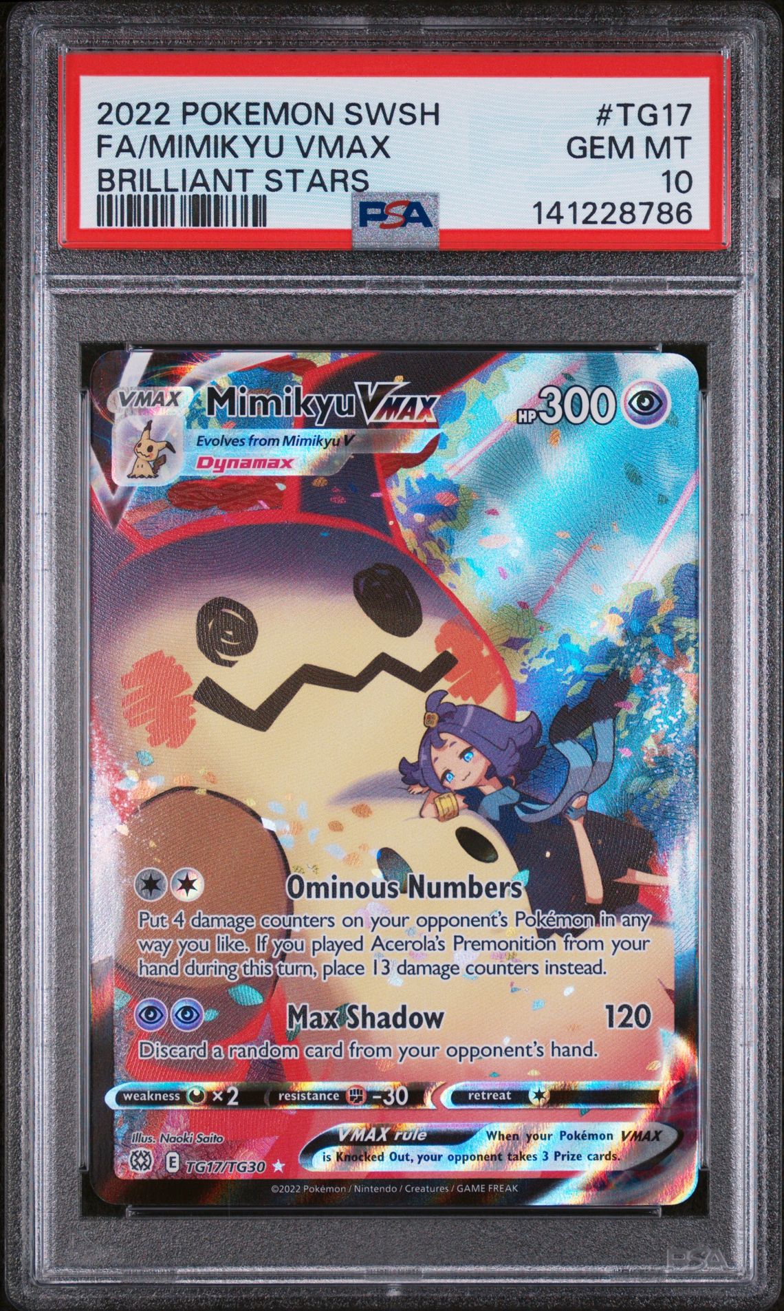 2022 Pokemon POKEMON SWORD & SHIELD BRILLIANT STARS #TG17 Fa/Mimikyu Vmax front
