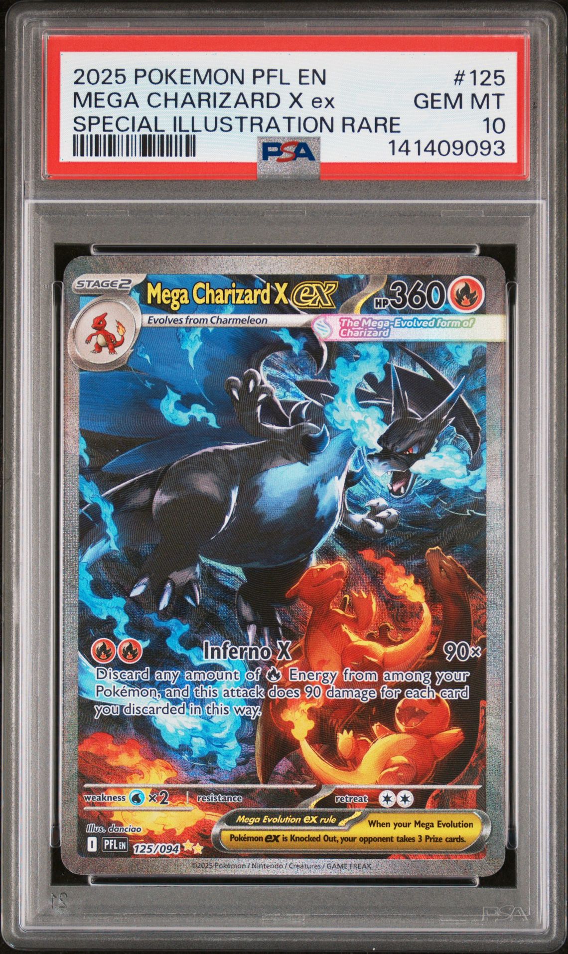 2025 Pokemon POKEMON PFL EN-PHANTASMAL FLAMES SPECIAL ILLUSTRATION RARE #125 Mega Charizard X Ex front
