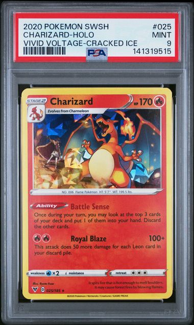 2020 Pokemon Vivid Voltage Cracked Ice #025 Charizard front