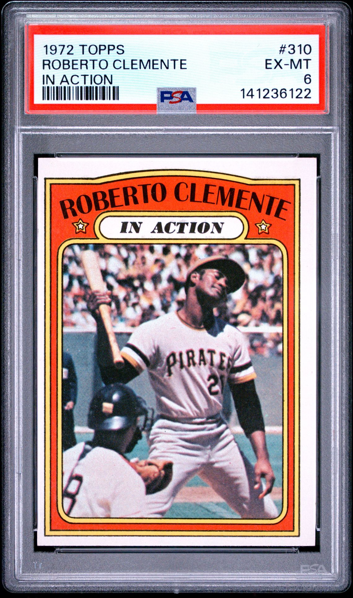 1972 Topps Roberto Clemente #310 (In Action) Ex-Mt 6 front