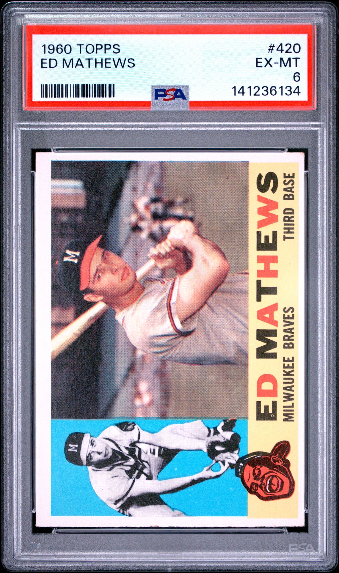 1960 Topps Ed Mathews #420 Ex-Mt 6 front