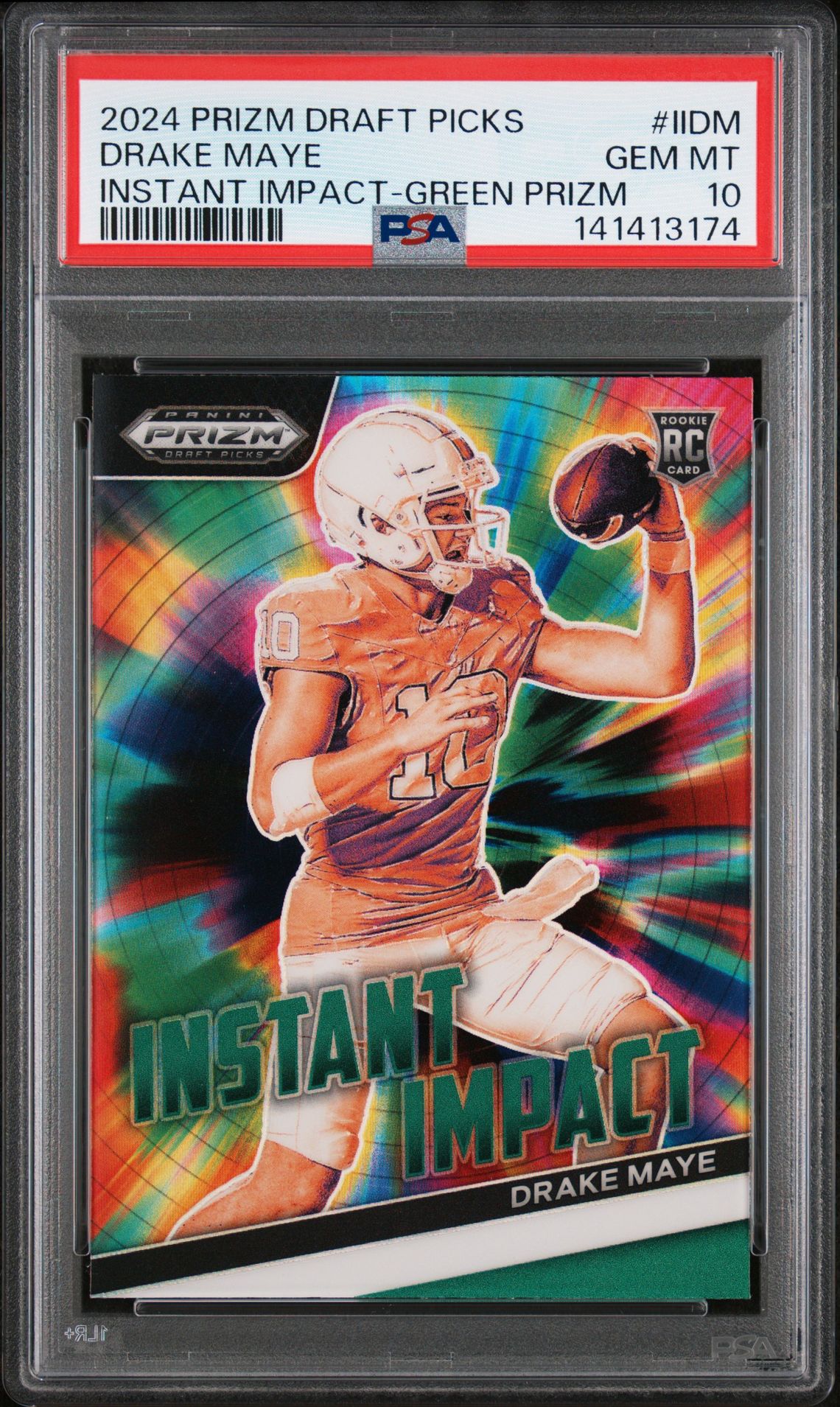 2024 Panini PANINI PRIZM DRAFT PICKS INSTANT IMPACT GREEN PRIZM #IIDM Drake Maye front