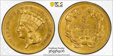 1857 $3 AU55