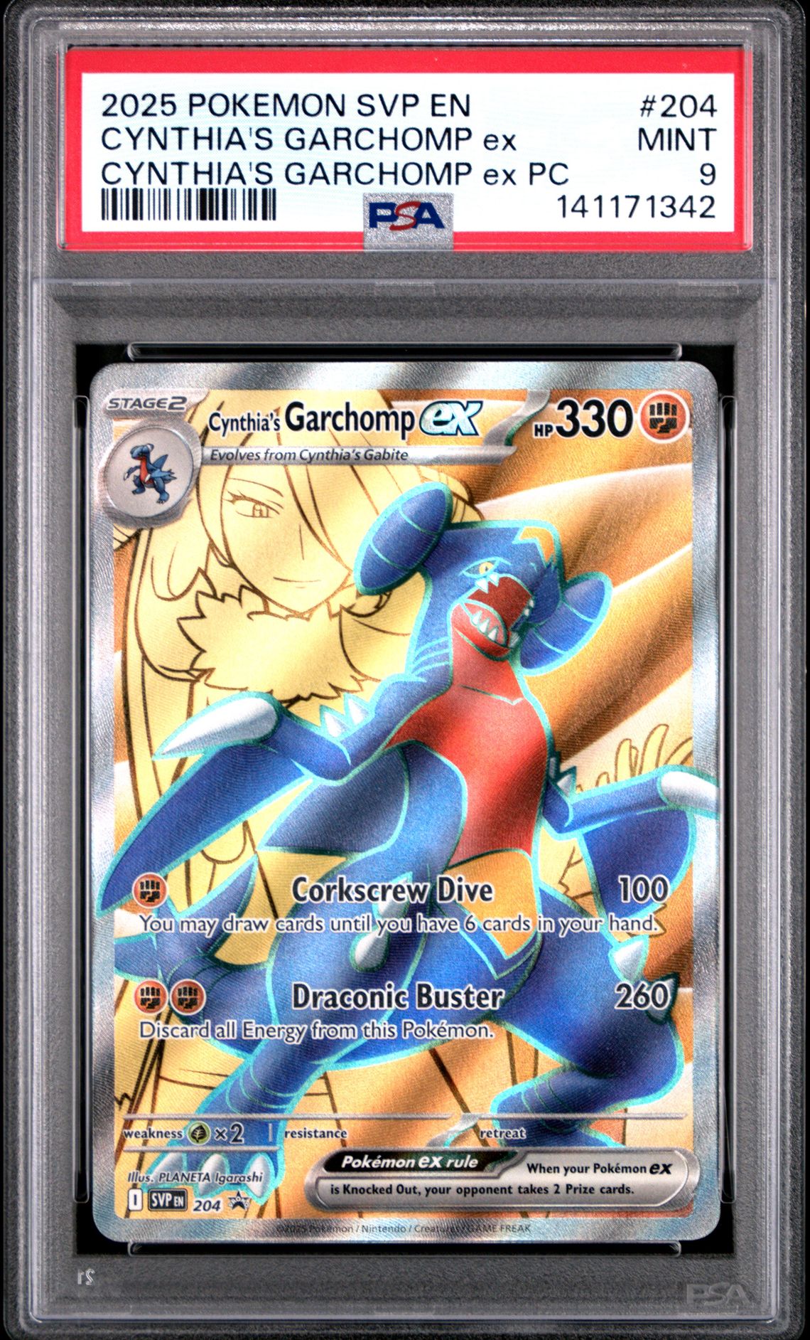2025 Pokemon Svp En-Sv Black Star Promo Cynthia's Garchomp Ex #204 (Cynthia's Garchomp Ex Pc) Mint 9 front