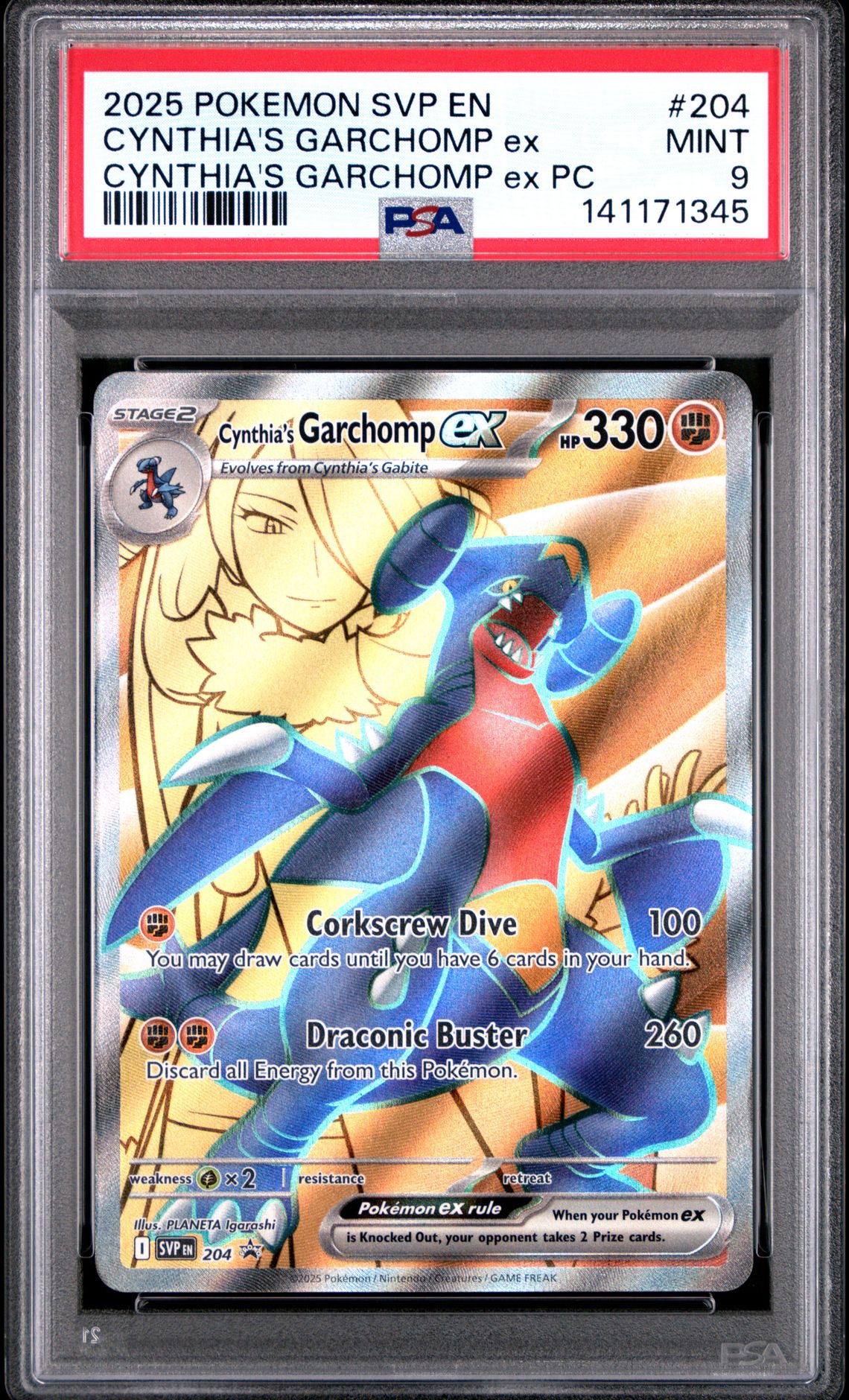 2025 Pokemon Svp En-Sv Black Star Promo Cynthia's Garchomp Ex #204 (Cynthia's Garchomp Ex Pc) Mint 9 front