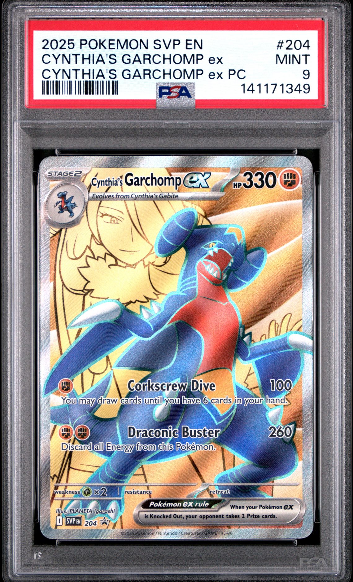 2025 Pokemon Svp En-Sv Black Star Promo Cynthia's Garchomp Ex #204 (Cynthia's Garchomp Ex Pc) Mint 9 front