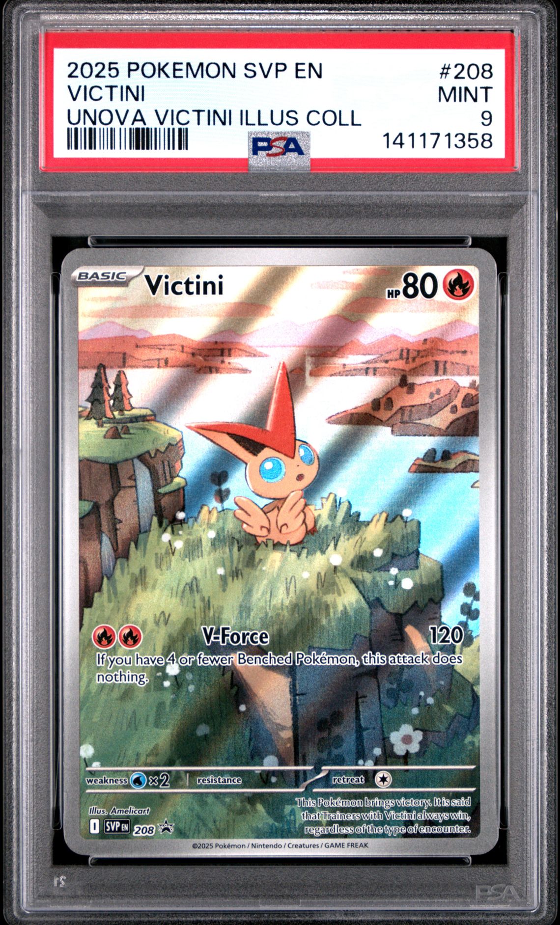 2025 Pokemon Svp En-Sv Black Star Promo Victini #208 (Unova Victini Illus Coll) Mint 9 front