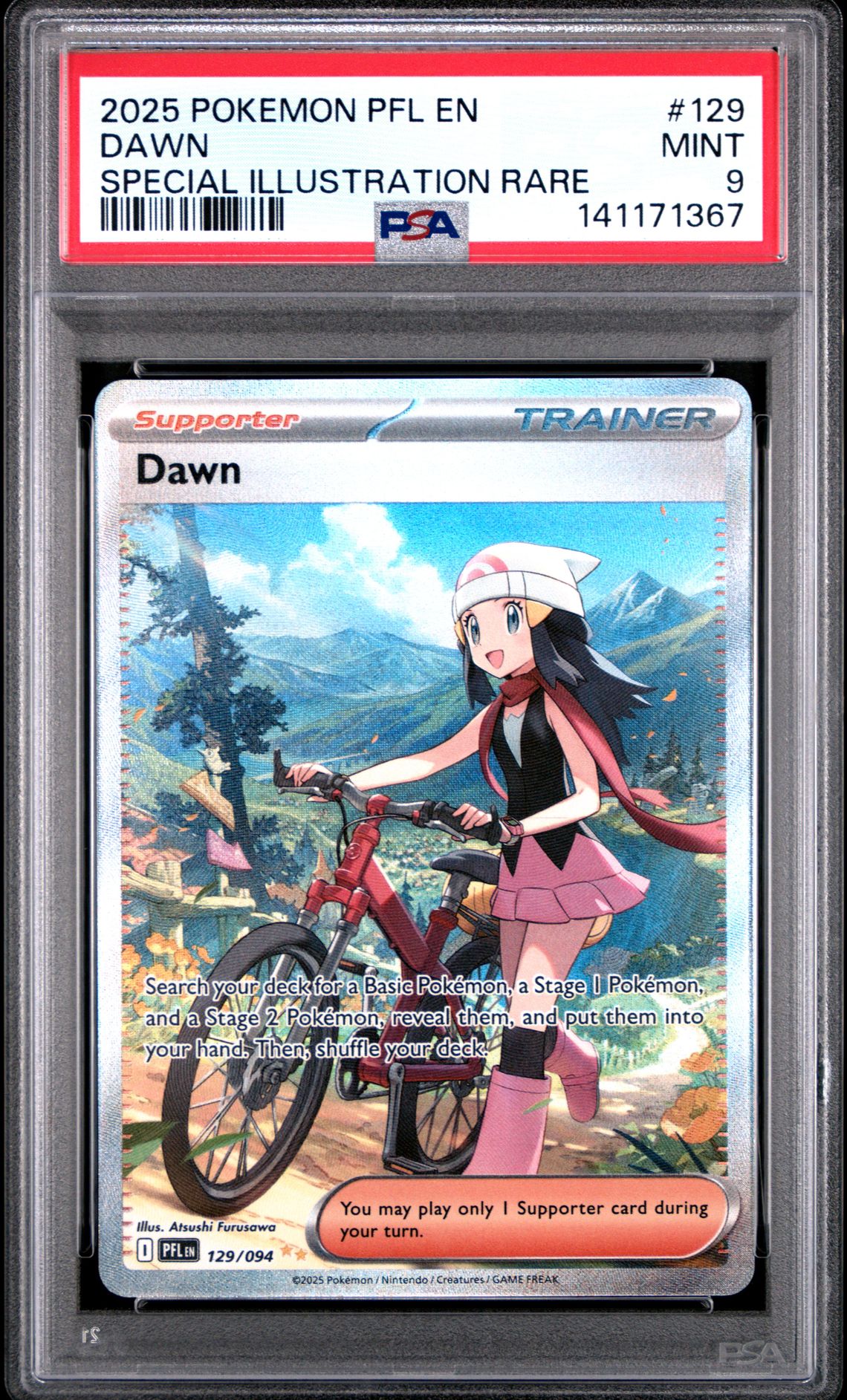 2025 Pokemon Pfl En-Phantasmal Flames Dawn #129 (Special Illustration Rare) Mint 9 front