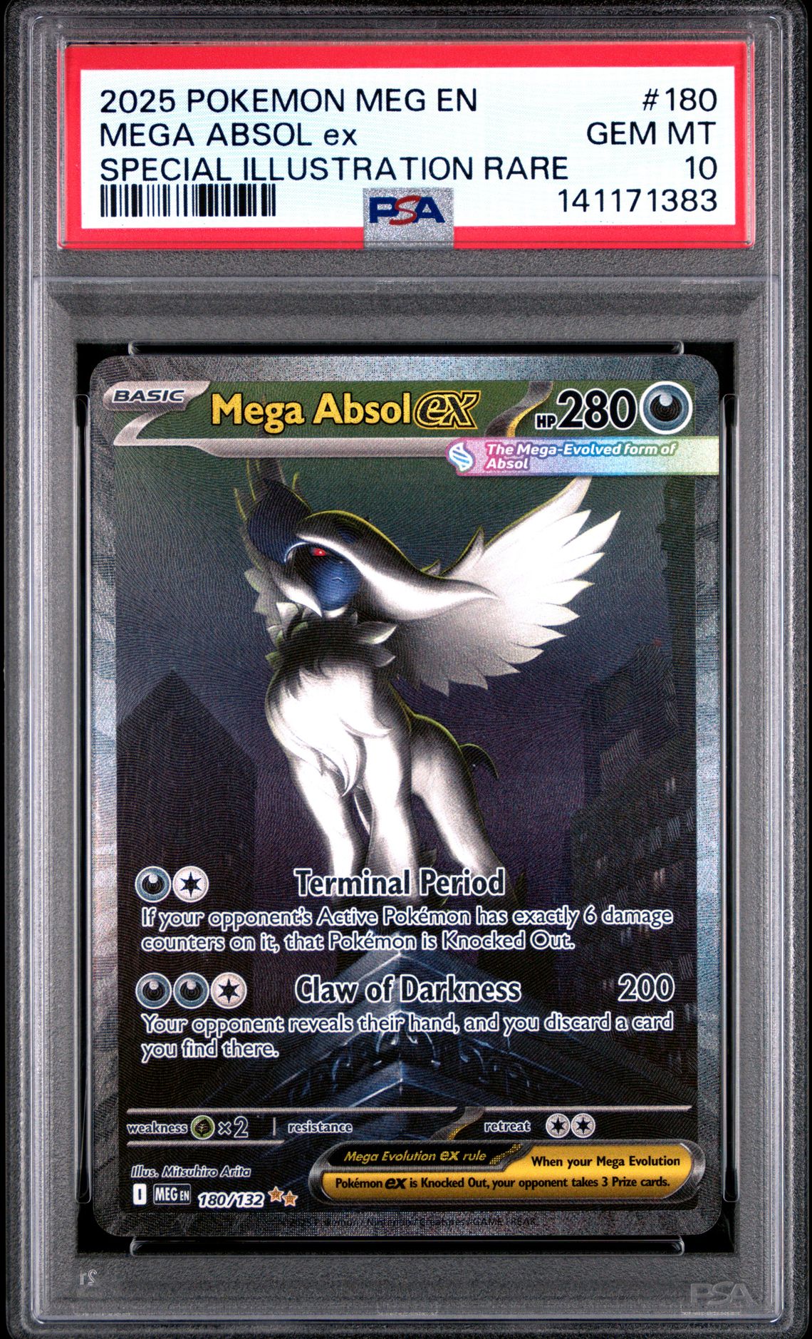2025 Pokemon Meg En-Mega Evolution Mega Absol Ex #180 (Special Illustration Rare) Gem Mt 10 front