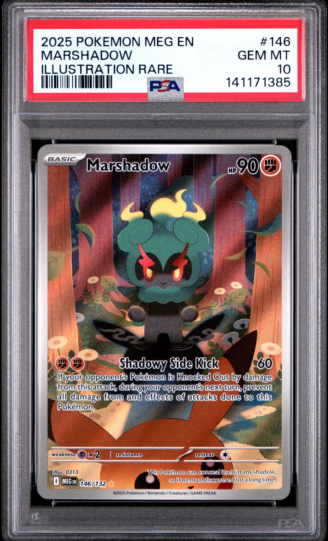 2025 Pokemon Meg En-Mega Evolution Marshadow #146 (Illustration Rare) Gem Mt 10 front