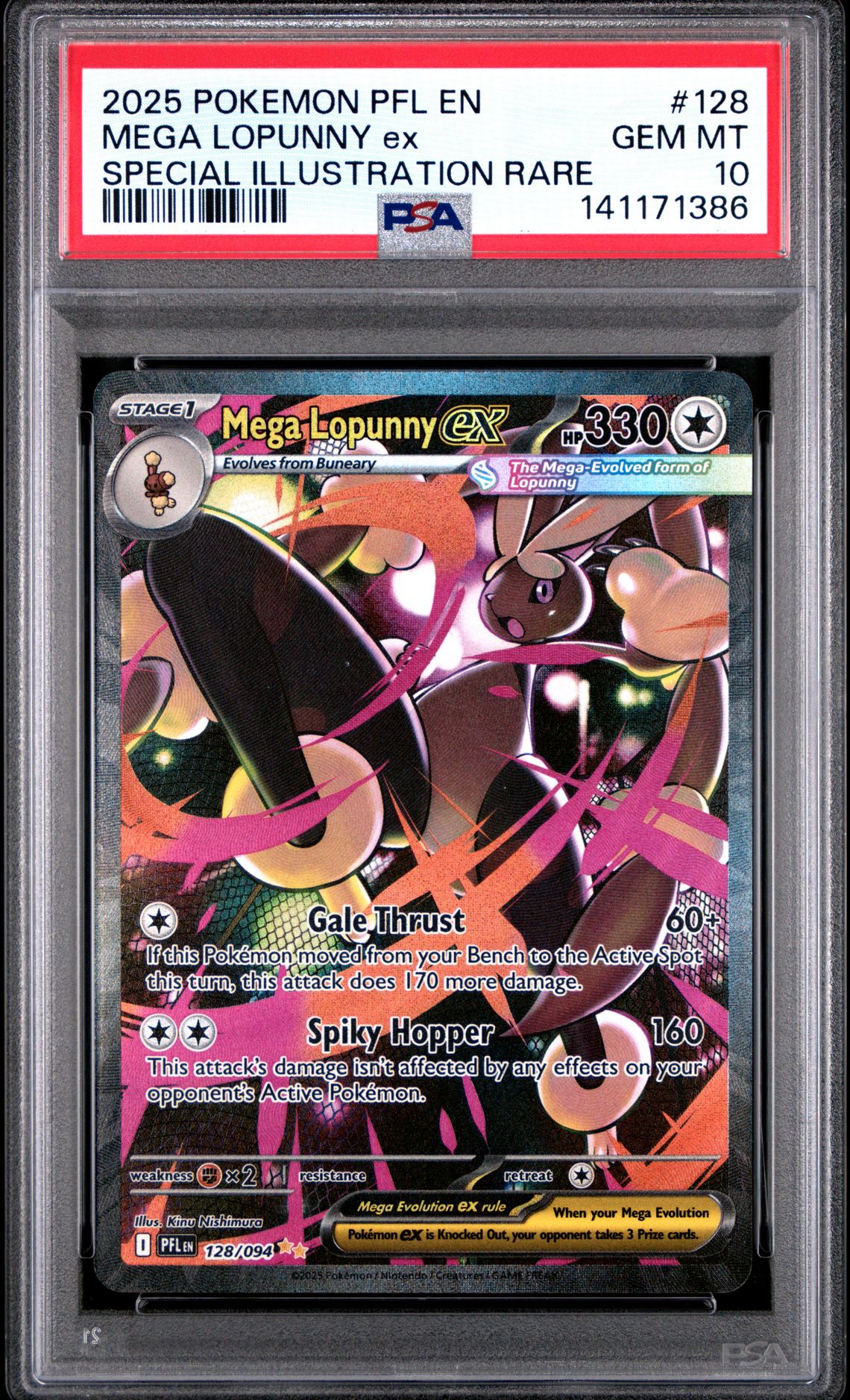 2025 Pokemon Pfl En-Phantasmal Flames Mega Lopunny Ex #128 (Special Illustration Rare) Gem Mt 10 front