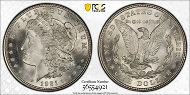 1921 $1 Morgan MS67