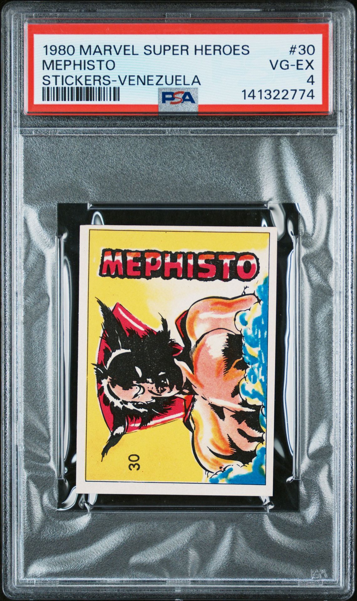 1980 Marvel Super Heroes Stickers-Venezuela Mephisto #30 (Stickers-Venezuela) Vg-Ex 4 front