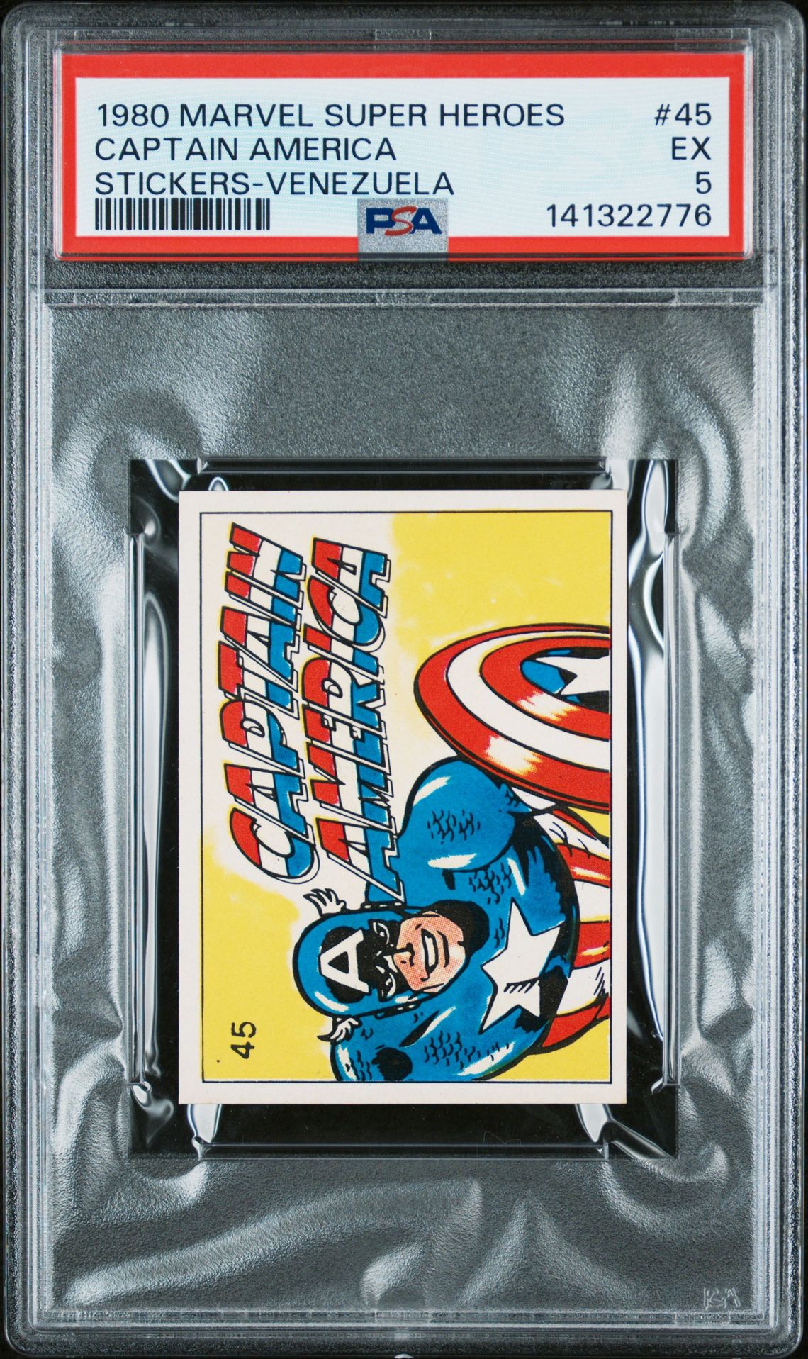 1980 Marvel Super Heroes Stickers-Venezuela Captain America #45 (Stickers-Venezuela) Ex 5 front