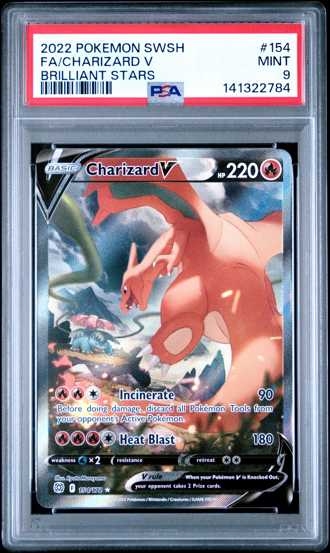 2022 Pokemon Sword & Shield Brilliant Stars Fa/Charizard V #154 (Brilliant Stars) Mint 9 front