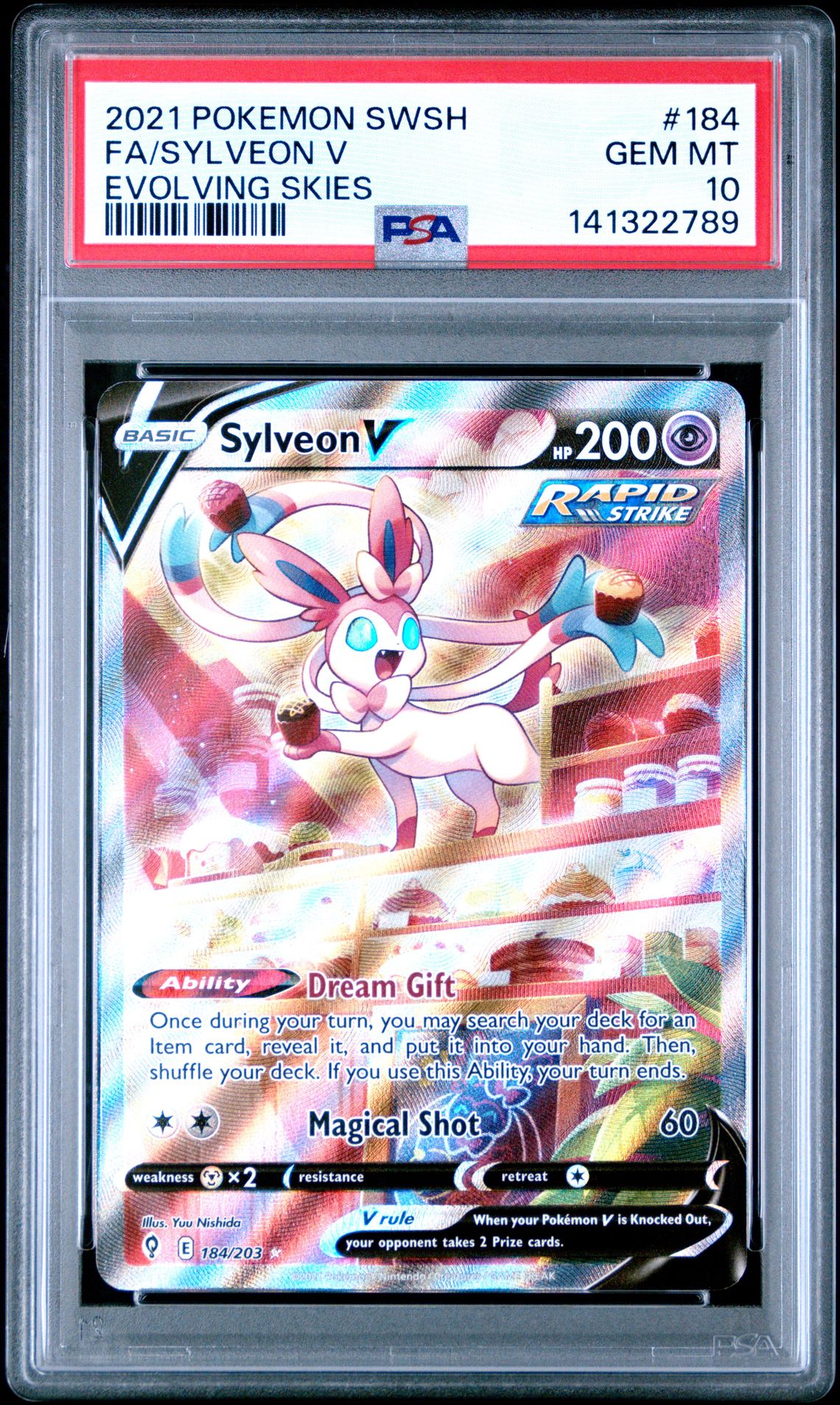 2021 Pokemon Sword & Shield Evolving Skies Fa/Sylveon V #184 (Evolving Skies) Gem Mt 10 front