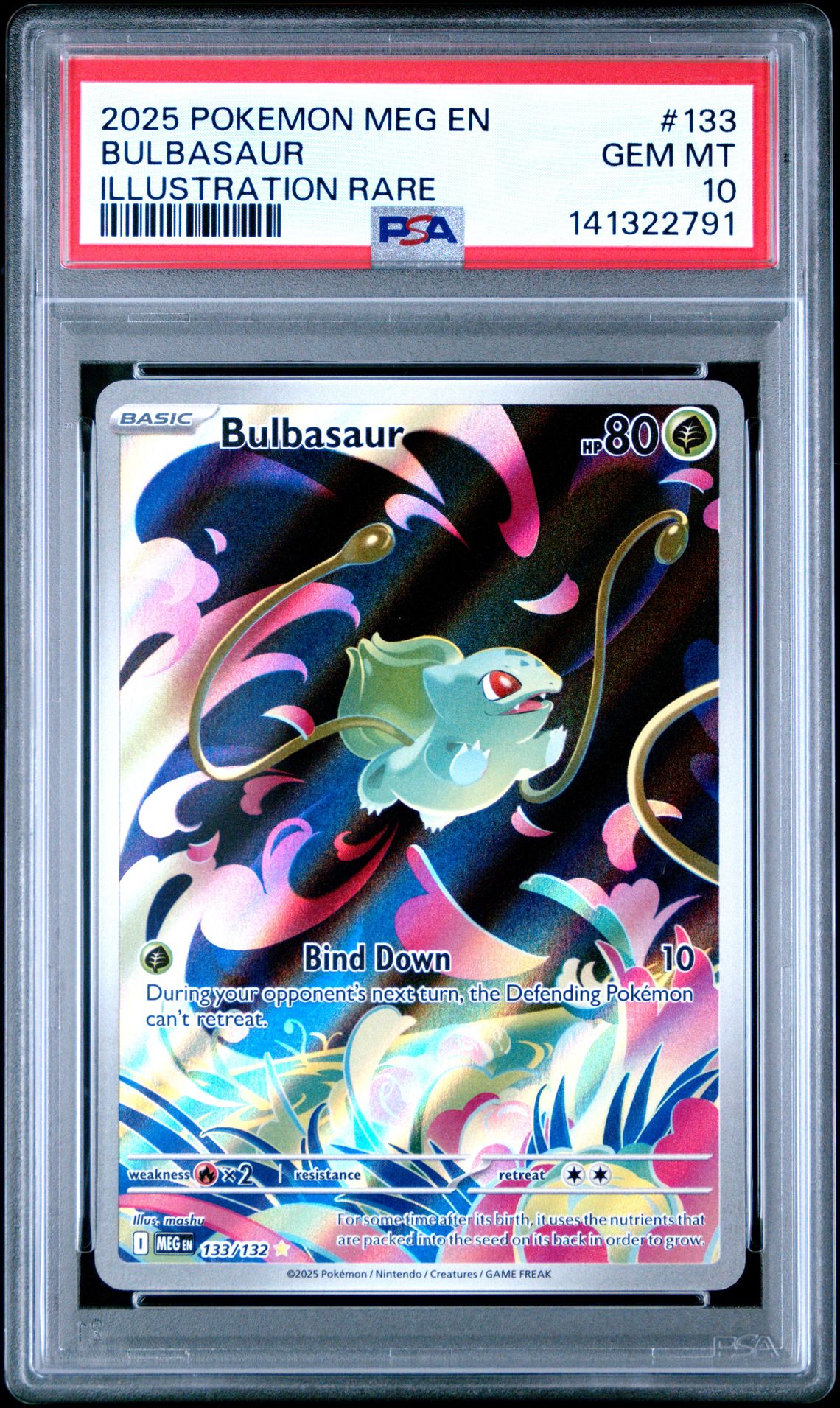 2025 Pokemon Meg En-Mega Evolution Bulbasaur #133 (Illustration Rare) Gem Mt 10 front
