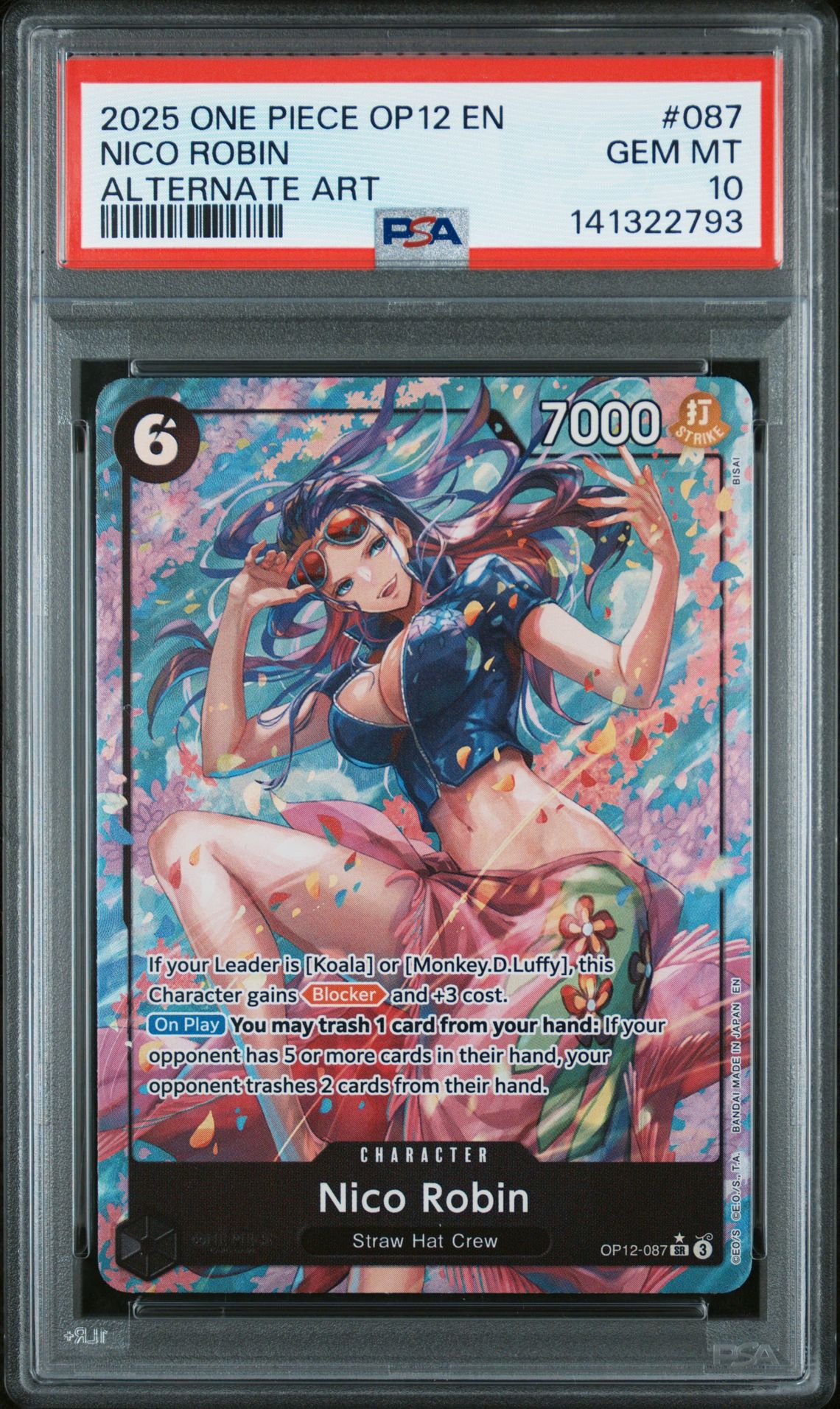 2025 One Piece Op12-Legacy Of The Master Nico Robin #087 (Alternate Art) Gem Mt 10 front