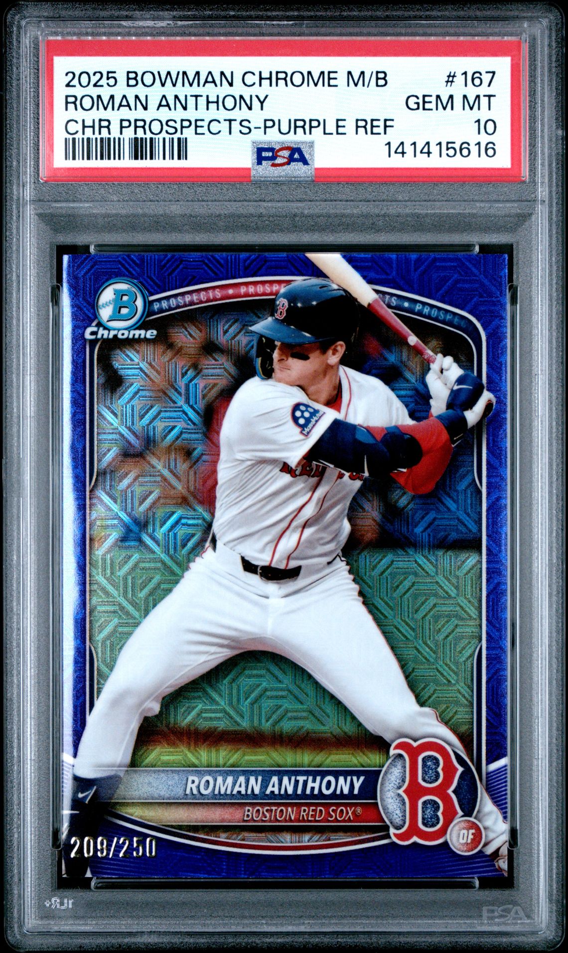 2025 Bowman BOWMAN CHROME MEGA BOX CHROME PROSPECTS CHR PROSPECTS-PURPLE REF #167 Roman Anthony front
